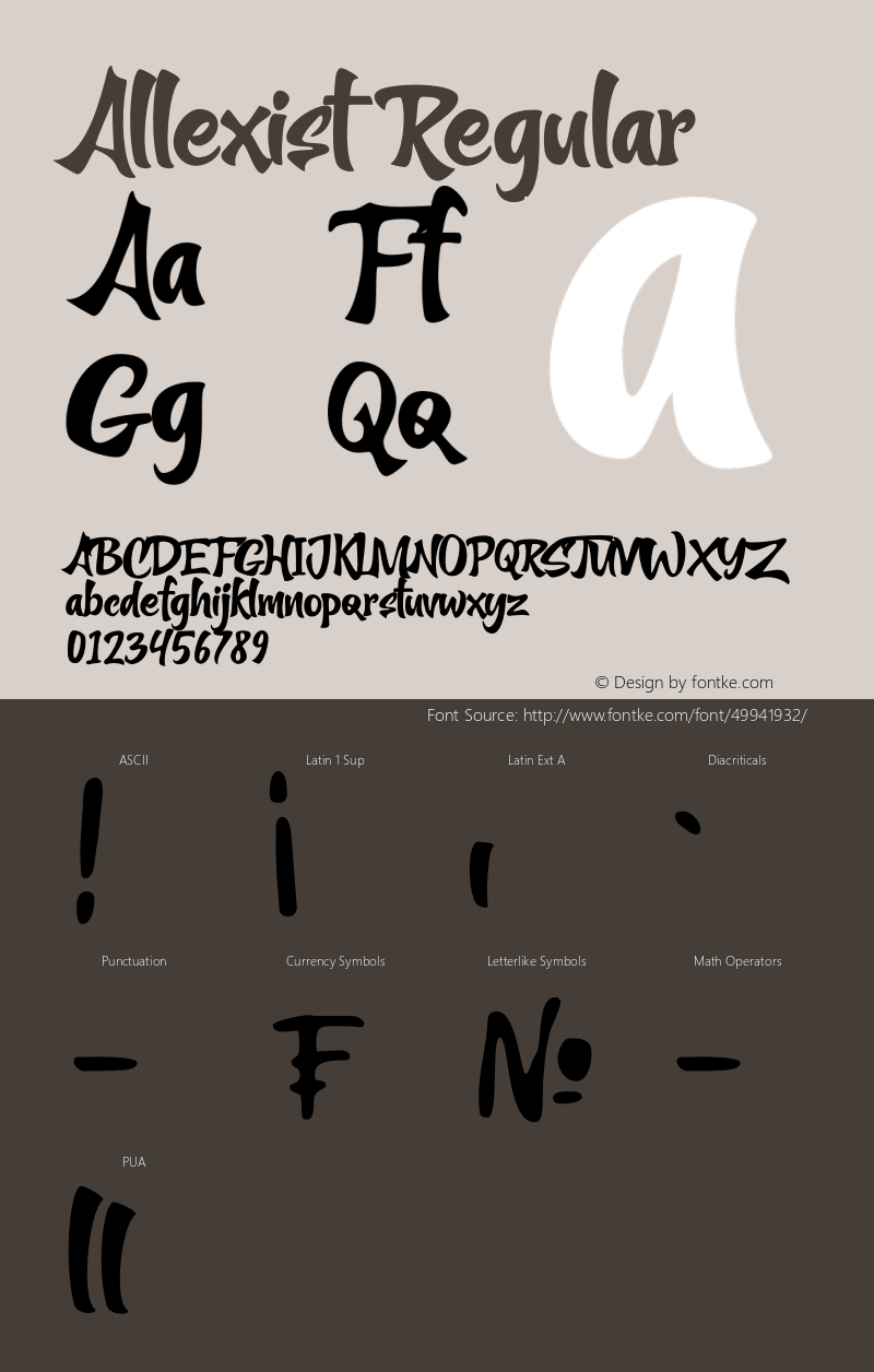 Allexist Version 1.00;January 4, 2020;FontCreator 12.0.0.2545 64-bit Font Sample