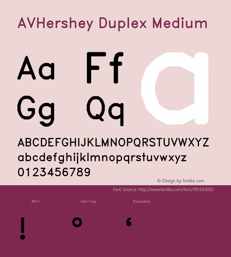 AVHershey Duplex Medium Version 000.001 Font Sample