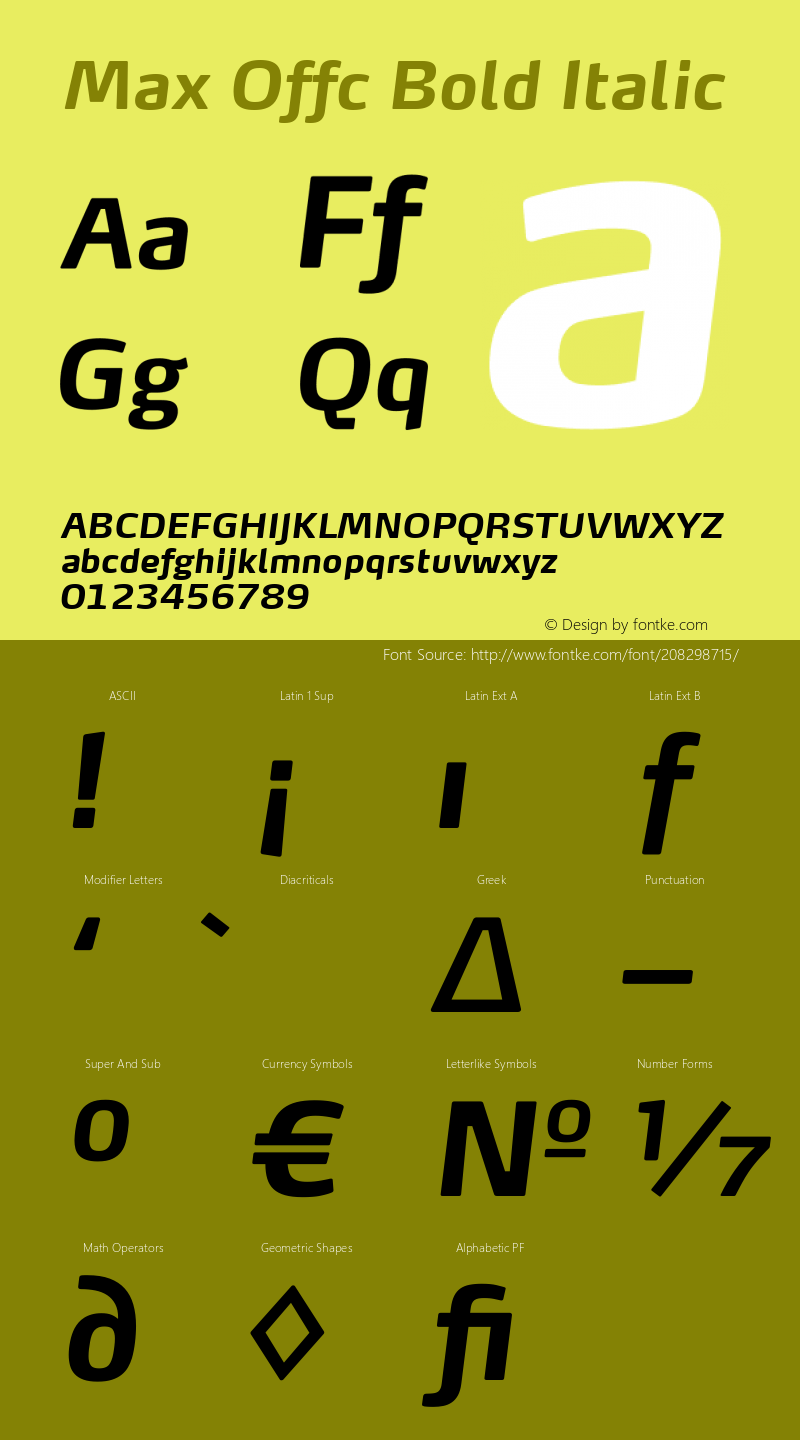 Max Offc Bold Italic Version 7.504; 2011; Build 1022图片样张