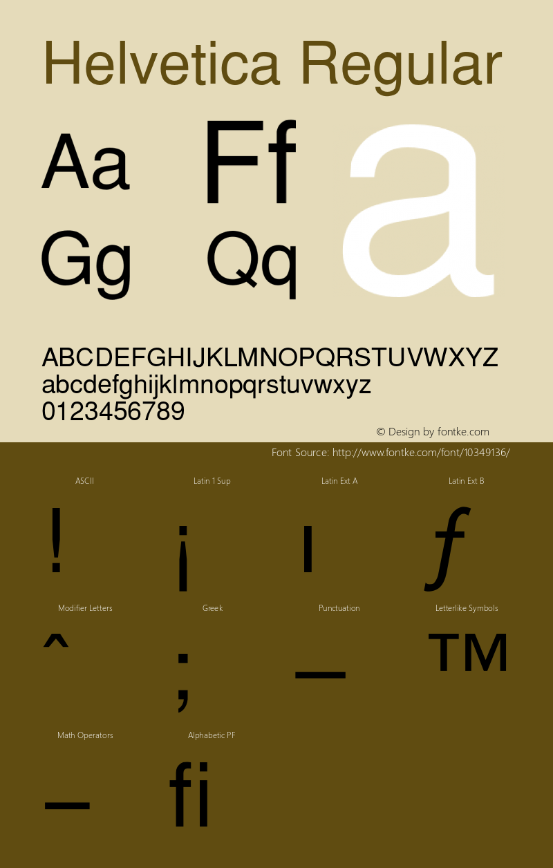 Helvetica Regular 001.000 Font Sample