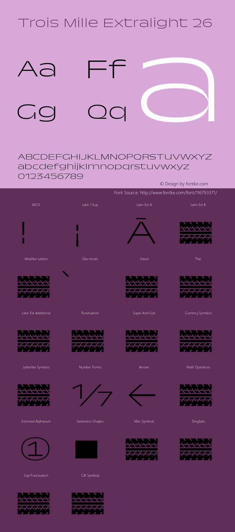 Trois Mille Extralight 26 Version 1.000;hotconv 1.0.109;makeotfexe 2.5.65596 Font Sample