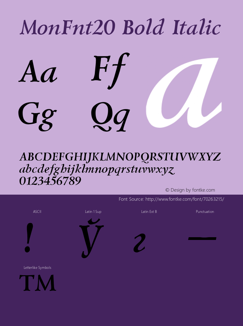 MonFnt20 Bold Italic Version 1.00 Font Sample