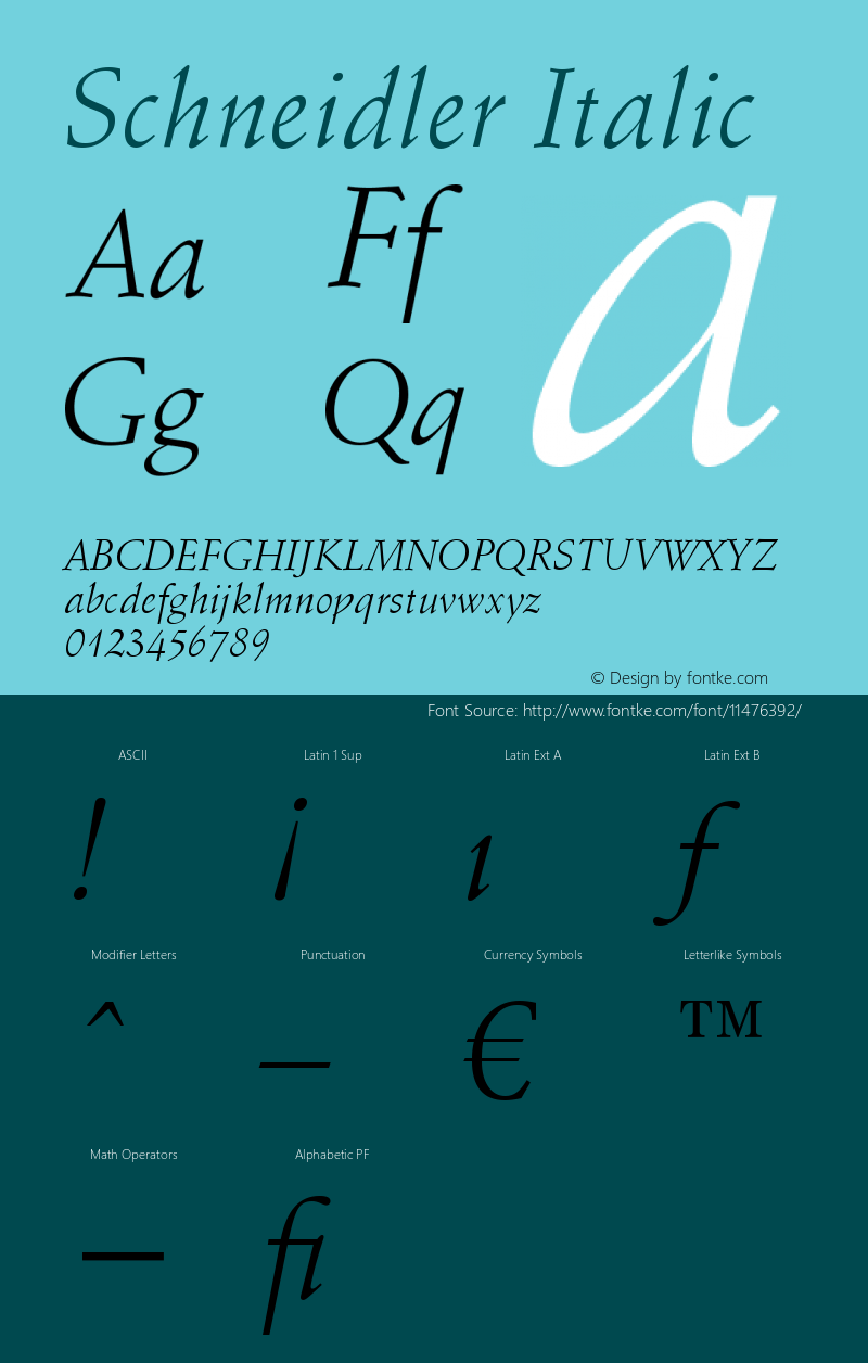 Schneidler Italic Version 003.001 Font Sample