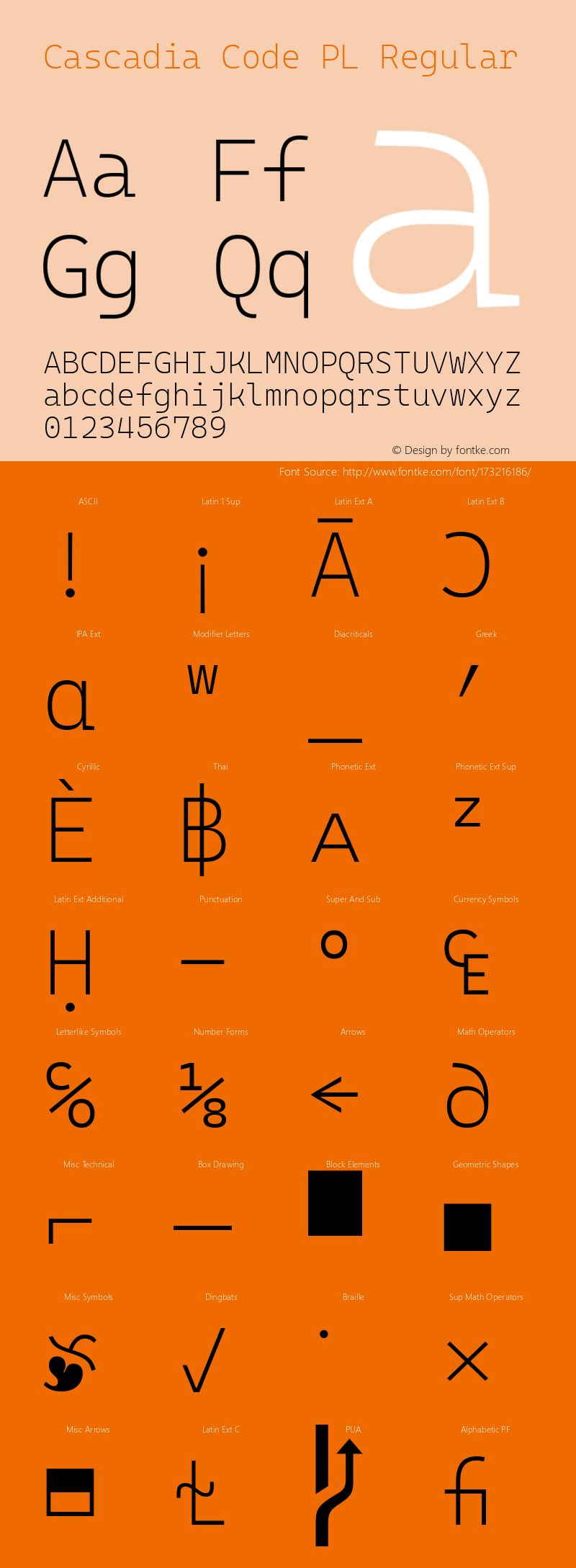 Cascadia Code PL ExtraLight Version 2009.022; ttfautohint (v1.8.3)图片样张