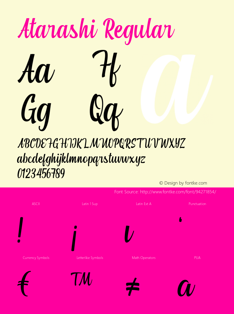 Atarashi Version 1.00;January 5, 2021;FontCreator 13.0.0.2683 64-bit Font Sample