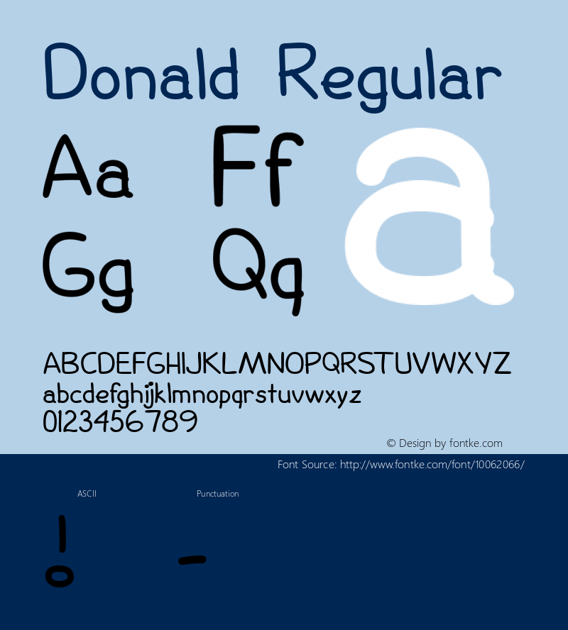 Donald Regular Altsys Fontographer 4.0.4D2 9/9/94 Font Sample