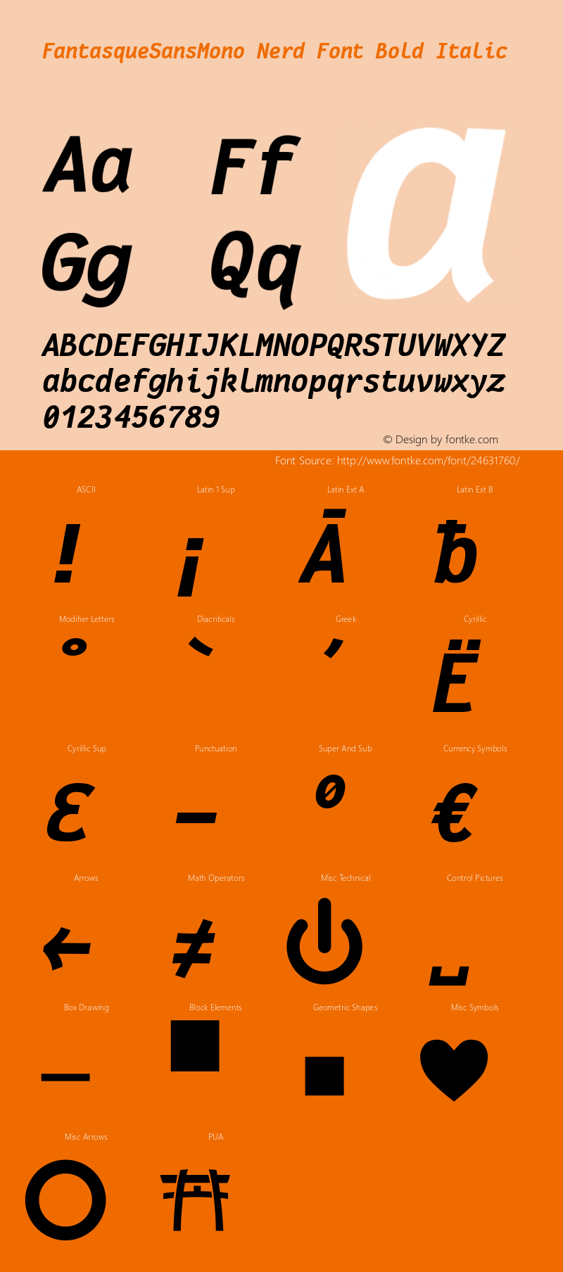 Fantasque Sans Mono Bold Italic Nerd Font Complete Version 1.7.1 ; ttfautohint (v1.4.1.16-c0b8) Font Sample