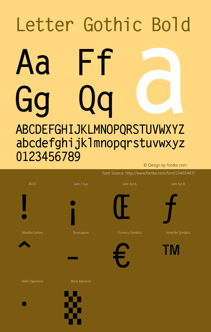 Letter Gothic Bold Version 1.01 Font Sample