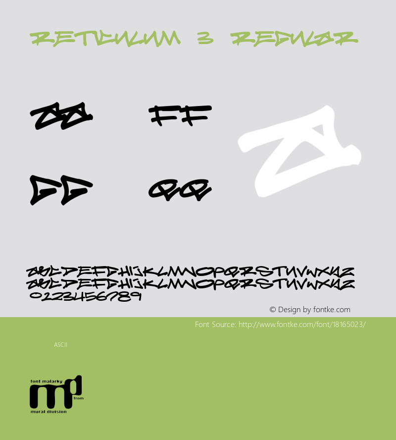 Reticulum 3 Regular Macromedia Fontographer 4.1.2 15/4/99 Font Sample