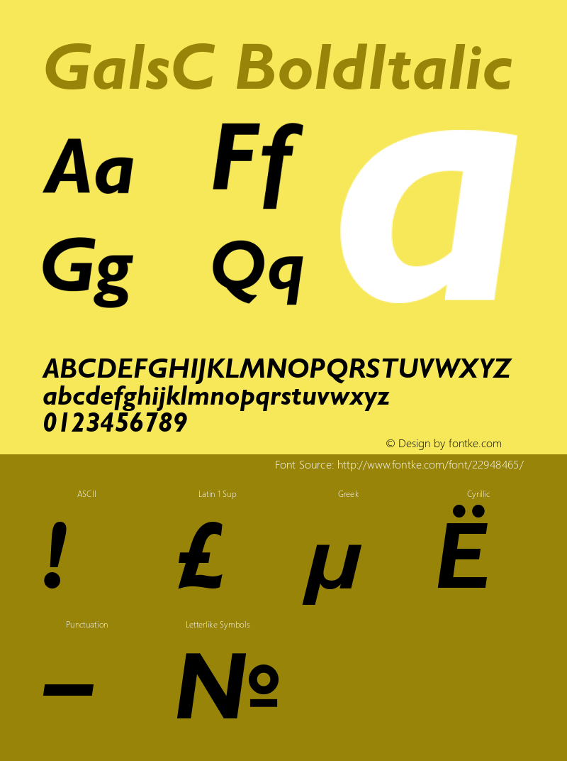 GalsC Bold Italic Version 004.001 Font Sample