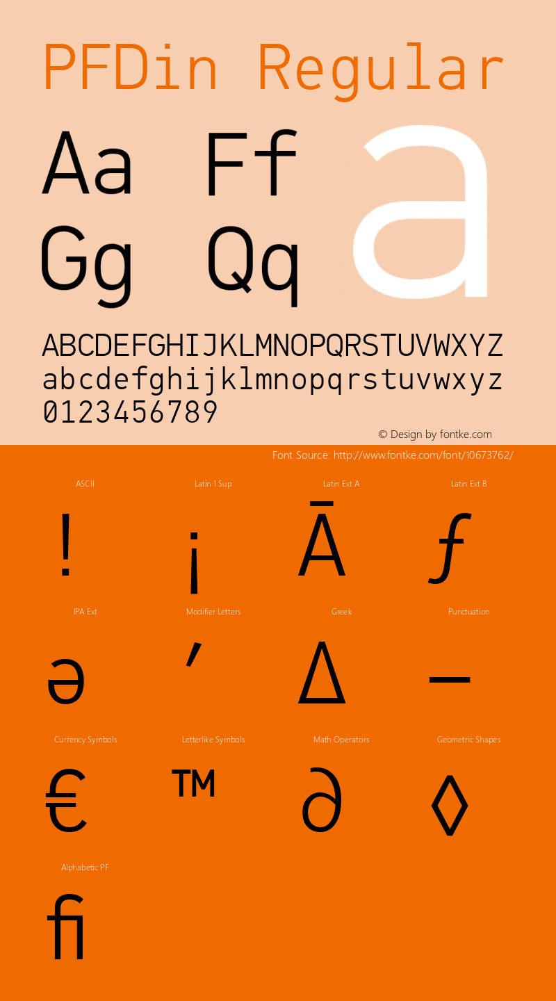 PFDin Regular Version 1.000;com.myfonts.easy.parachute.pf-din-mono.light.wfkit2.version.3r5k Font Sample