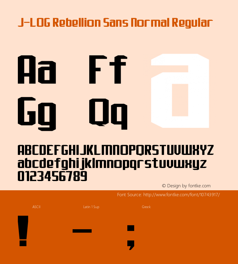 J-LOG Rebellion Sans Normal Regular Version 1.00 June 25, 2015, initial release Font Sample