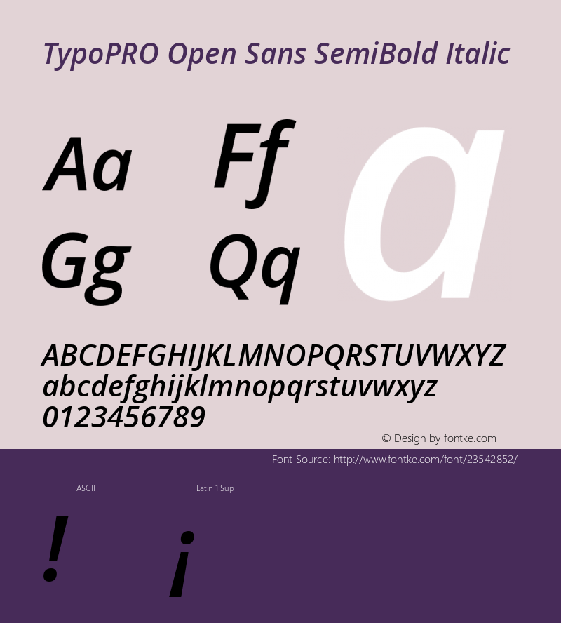 TypoPRO Open Sans SemiBold Italic Version 1.10 Font Sample