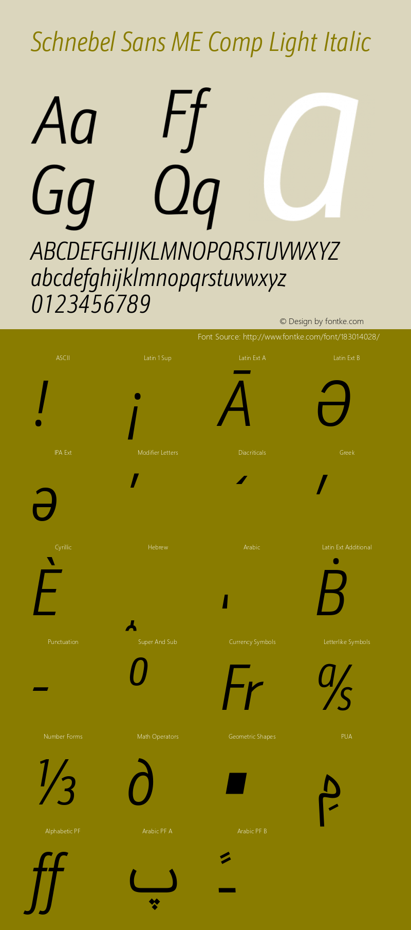 Schnebel Sans ME Comp Light Italic Version 1.00图片样张