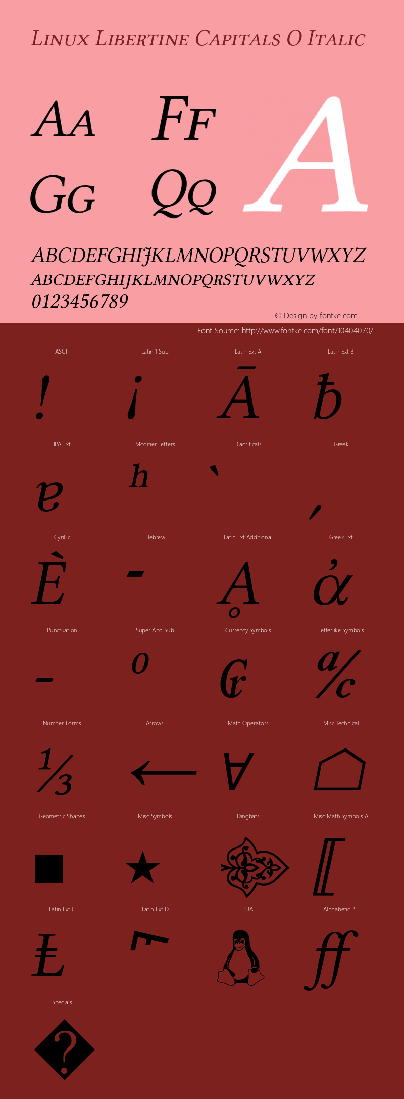 Linux Libertine Capitals O Italic Version 5.0.1 Font Sample