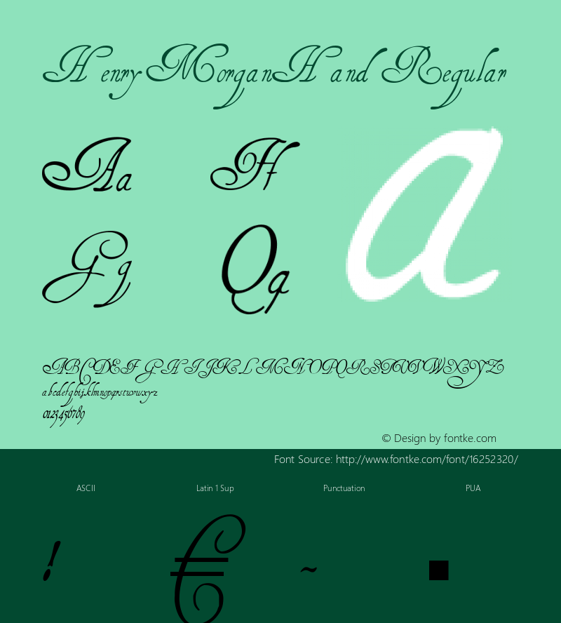 HenryMorganHand Regular 1.0 2004-11-08 Font Sample