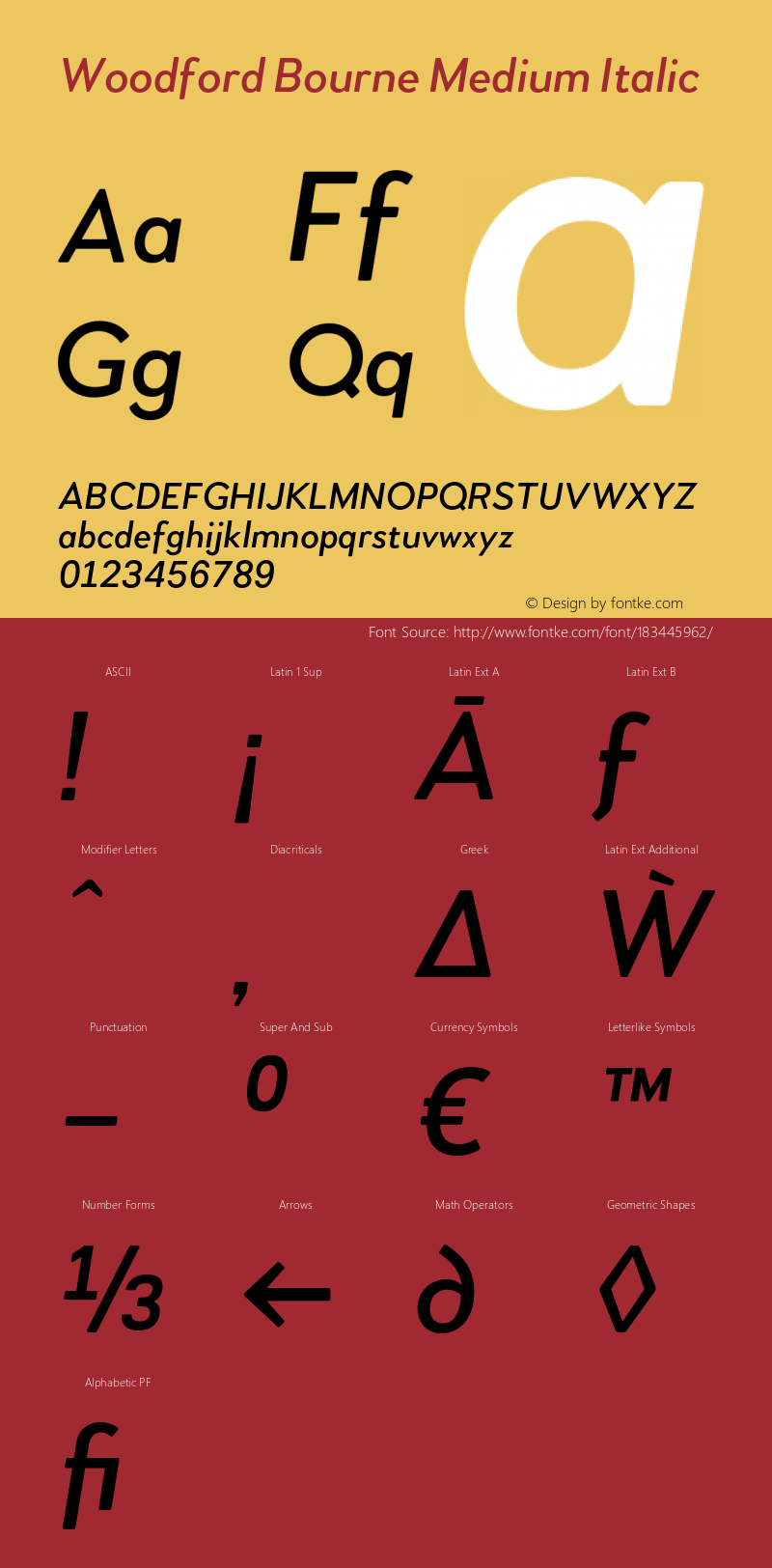 Woodford Bourne Medium Italic Version 2.000;FEAKit 1.0图片样张