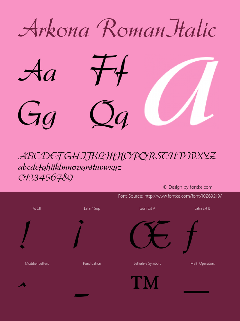 Arkona RomanItalic Version 1.00 Font Sample