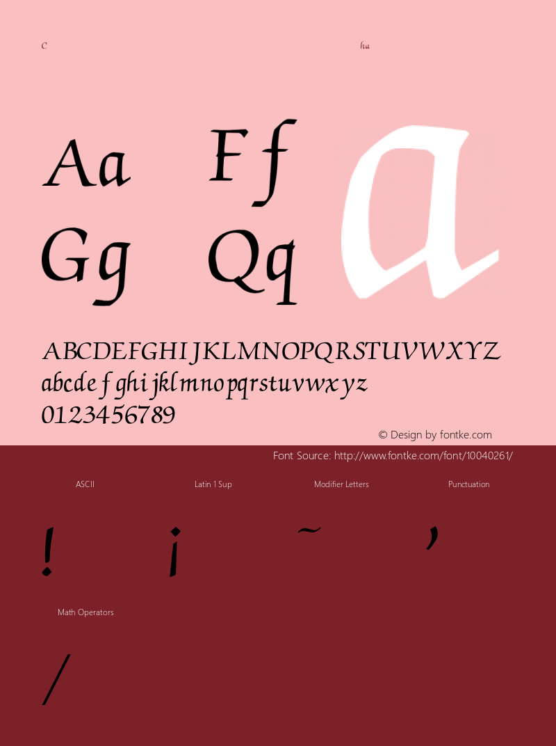 Chancery-Medium Regular Unknown Font Sample