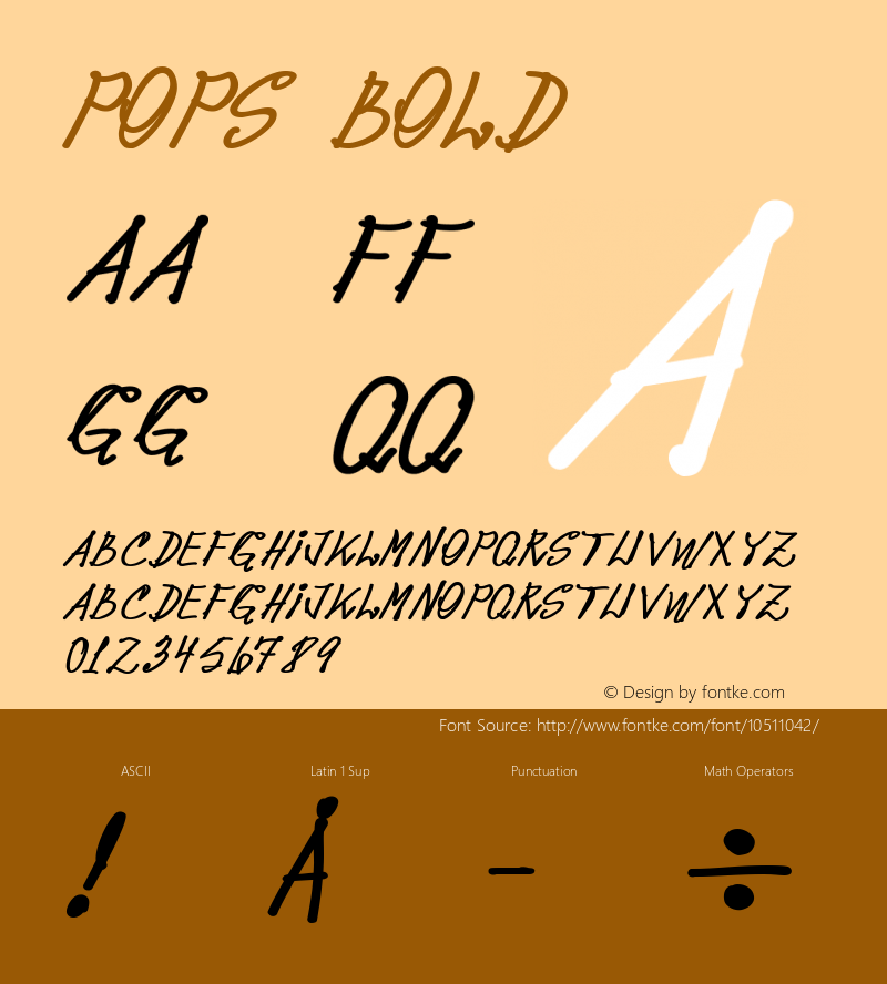 pops Bold Version 1.000 Font Sample