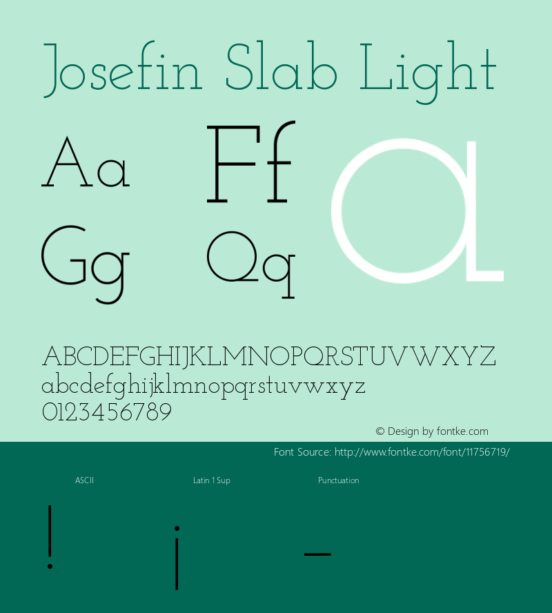 Josefin Slab Light Version 1.000 Font Sample