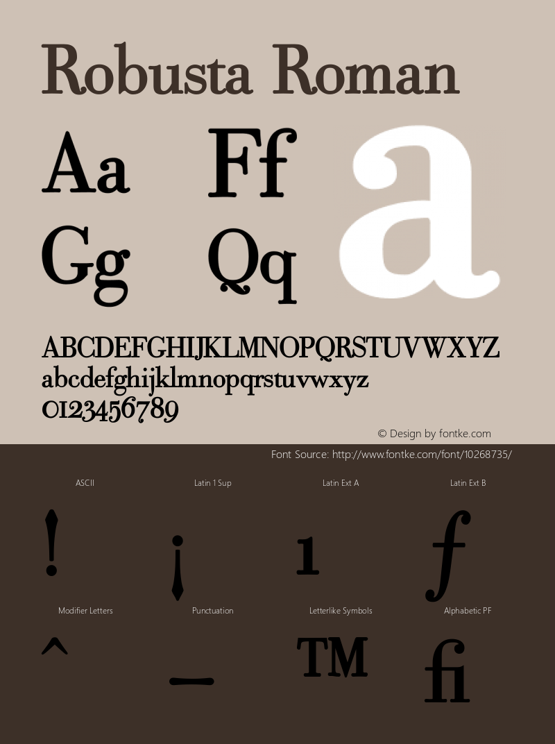 Robusta Roman PDF Extract Font Sample