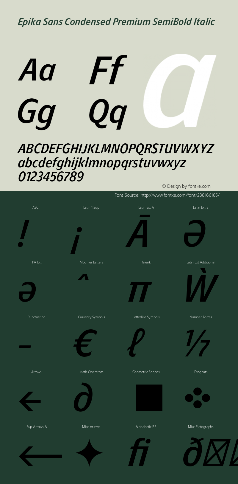 Epika Sans Condensed Premium SemiBold Italic Version 1.000;FEAKit 1.0图片样张
