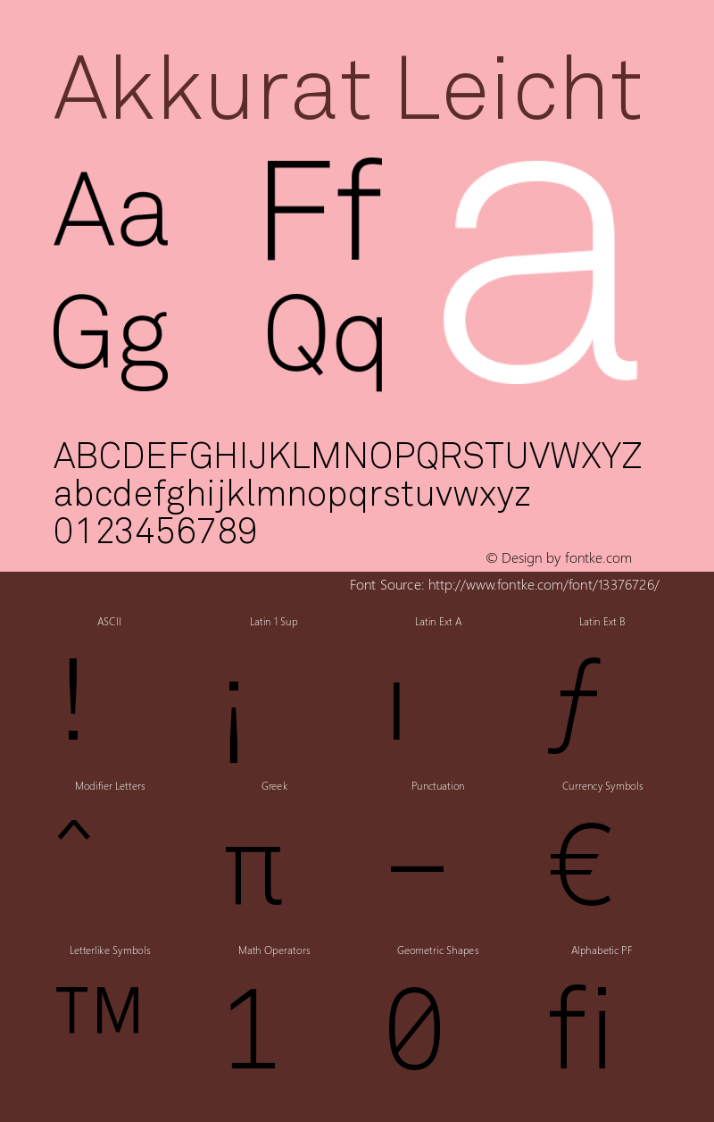 Akkurat Leicht Version 001.001 Font Sample