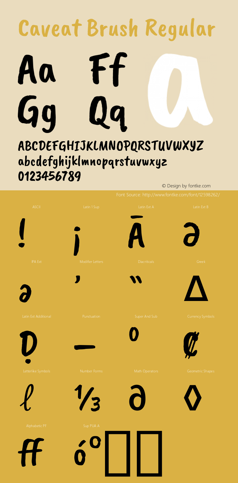 Caveat Brush Regular Version 1.096; ttfautohint (v1.3) Font Sample