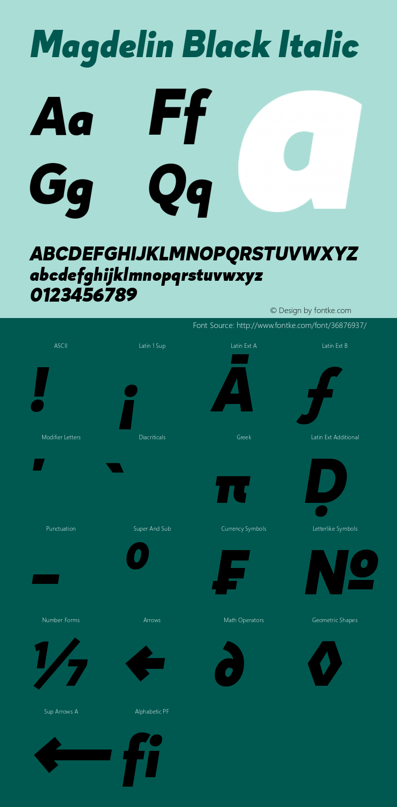 Magdelin Black Italic Version 1.000;hotconv 1.0.109;makeotfexe 2.5.65596;YWFTv17 Font Sample