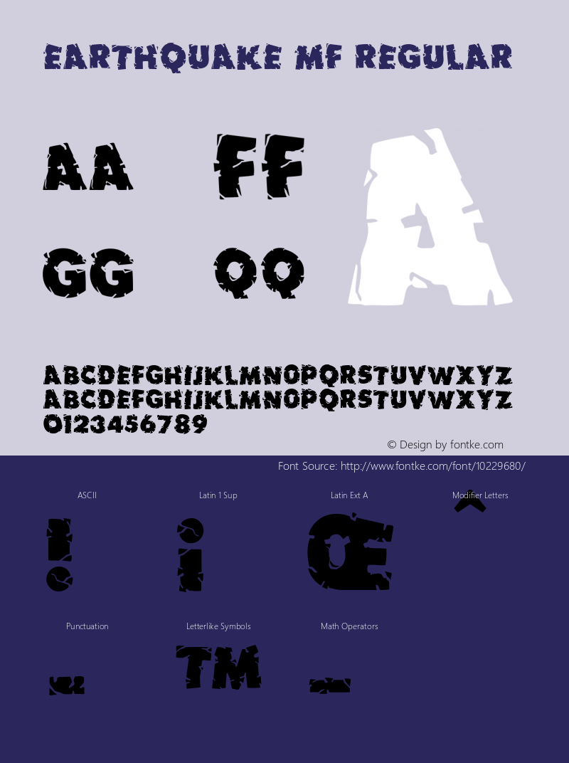 Earthquake MF Regular Macromedia Fontographer 4.1.3 9/15/05 Font Sample