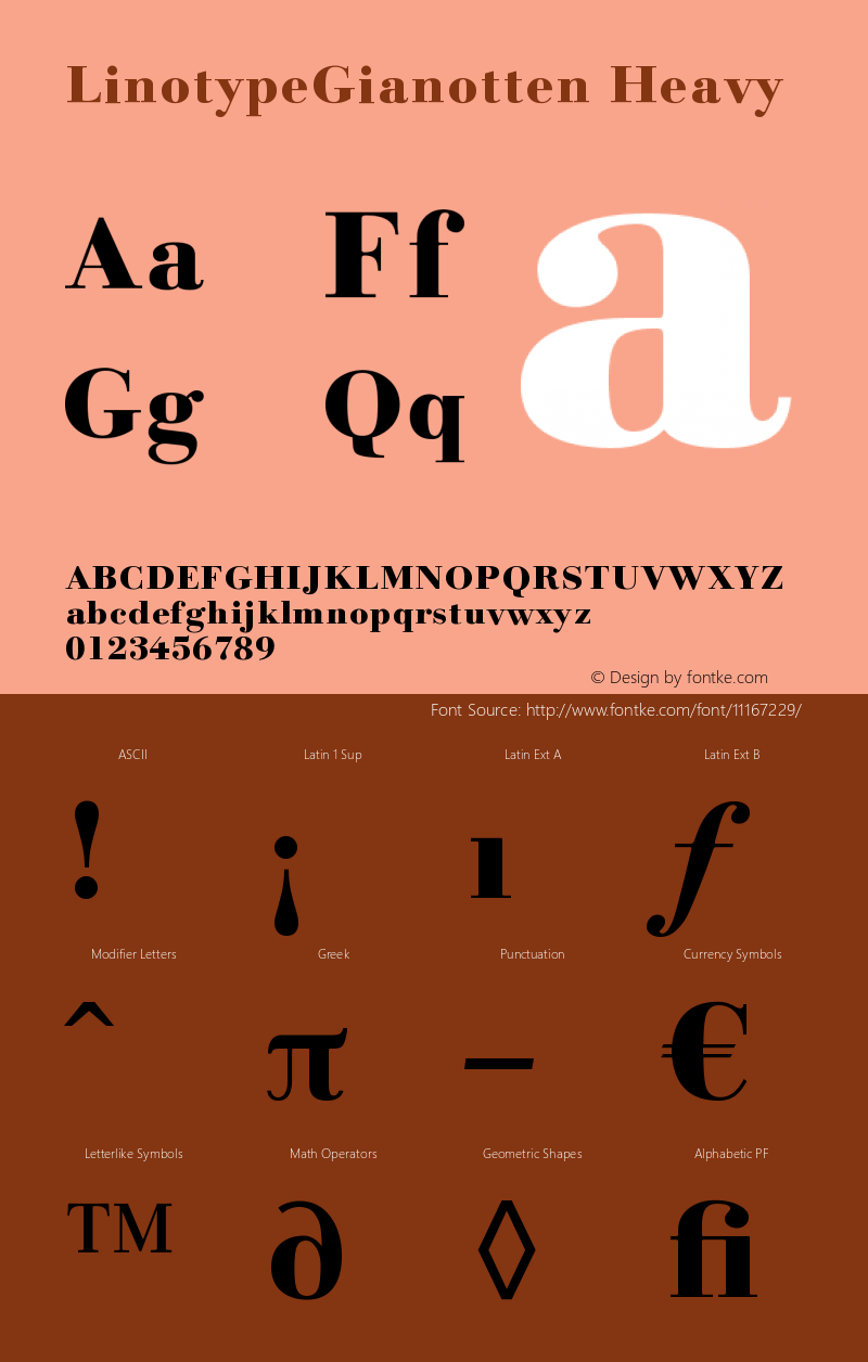 LinotypeGianotten Heavy Version 005.000 Font Sample