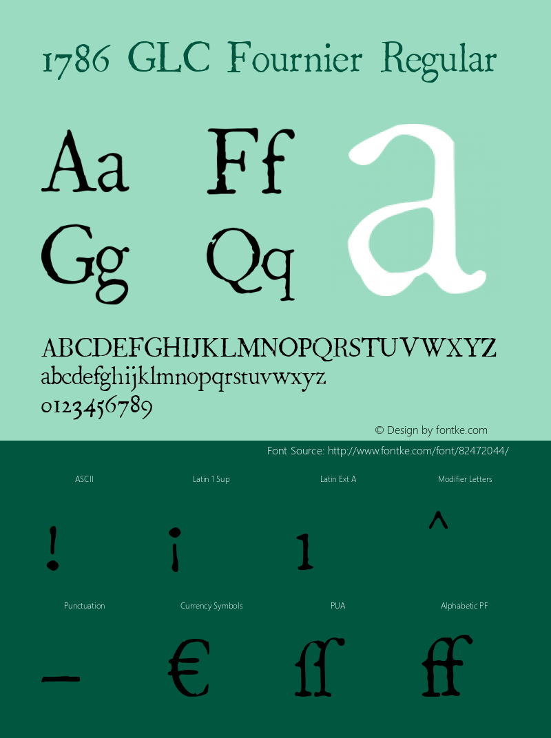 1786 GLC Fournier W05 Normal Version 1.00 Font Sample