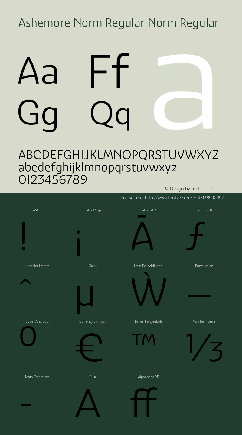 Ashemore Norm Regular Norm Regular 1.000 Font Sample