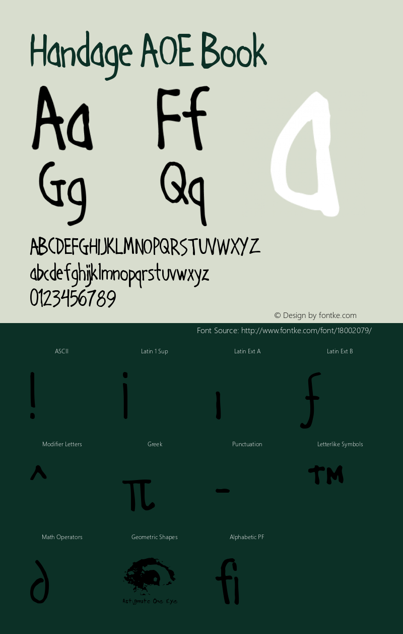 Handage AOE Book Version Macromedia Fontograp Font Sample