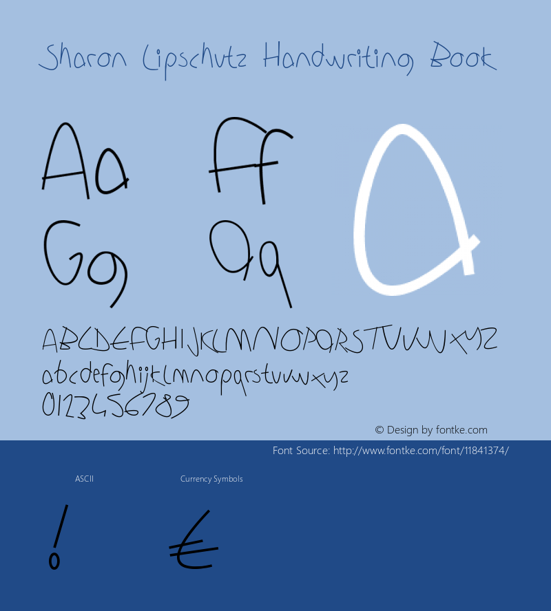 Sharon Lipschutz Handwriting Book Version 1.000 Font Sample