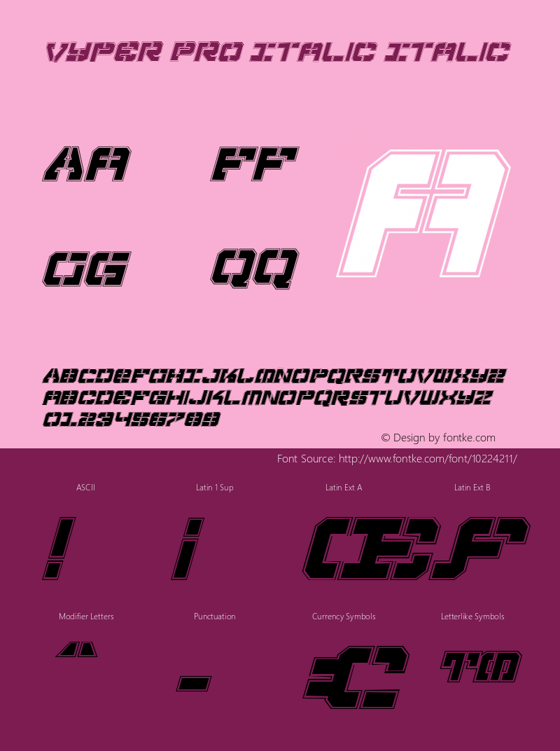 Vyper Pro Italic Italic 001.000 Font Sample