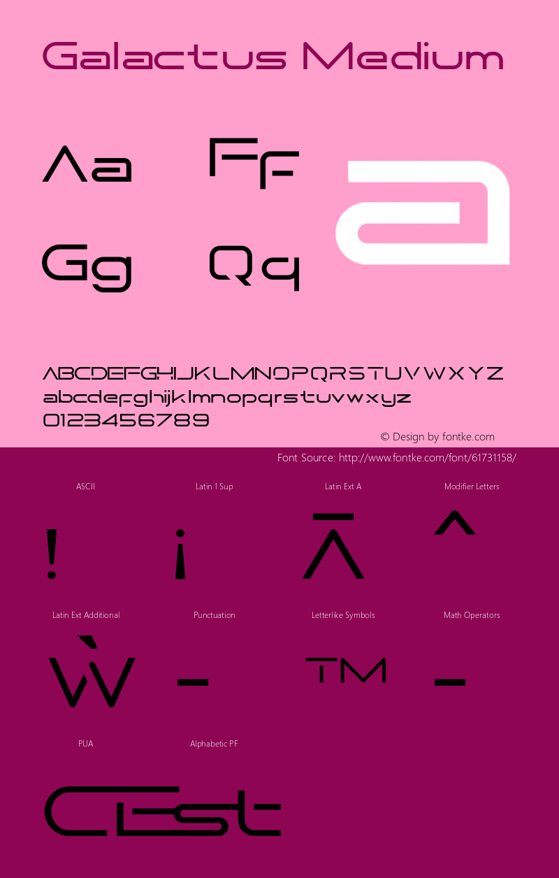 Galactus-Medium Version 1.000 Font Sample