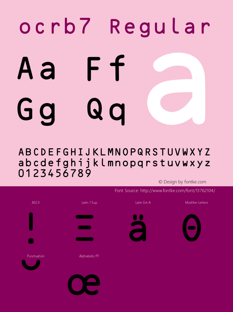 ocrb7 Regular Version 001.001 Font Sample