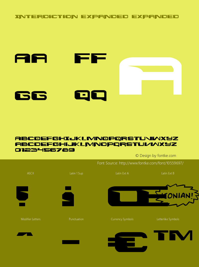 Interdiction Expanded Expanded Version 1.1; 2014 Font Sample