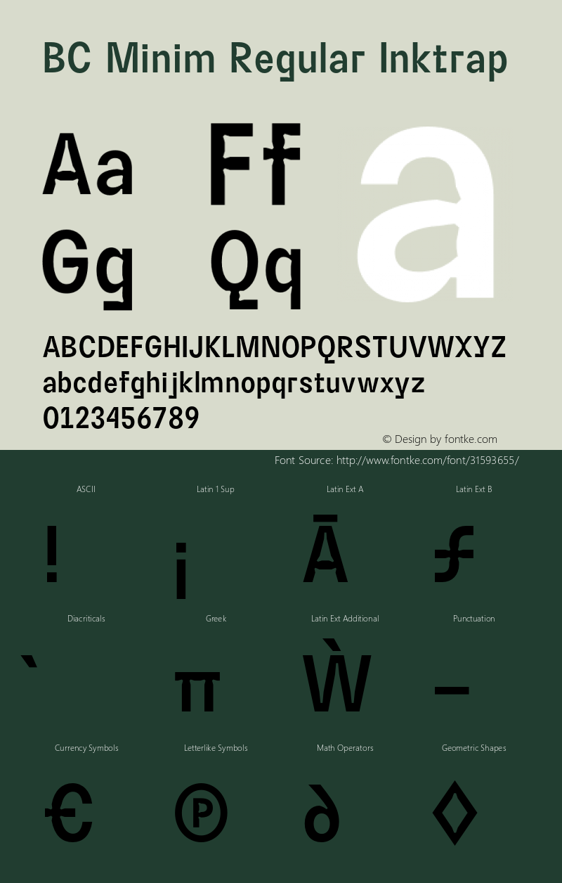 BC Minim Regular Inktrap Version 1.000 | w-rip DC20190610 Font Sample