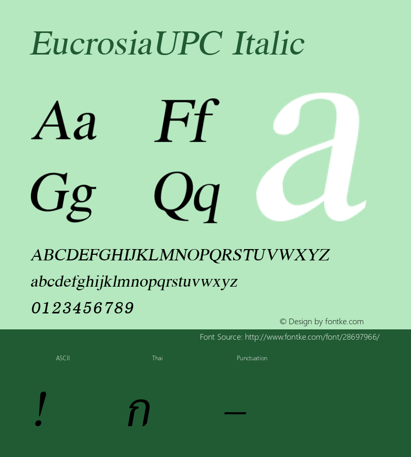 EucrosiaUPC Italic 001.000 Font Sample