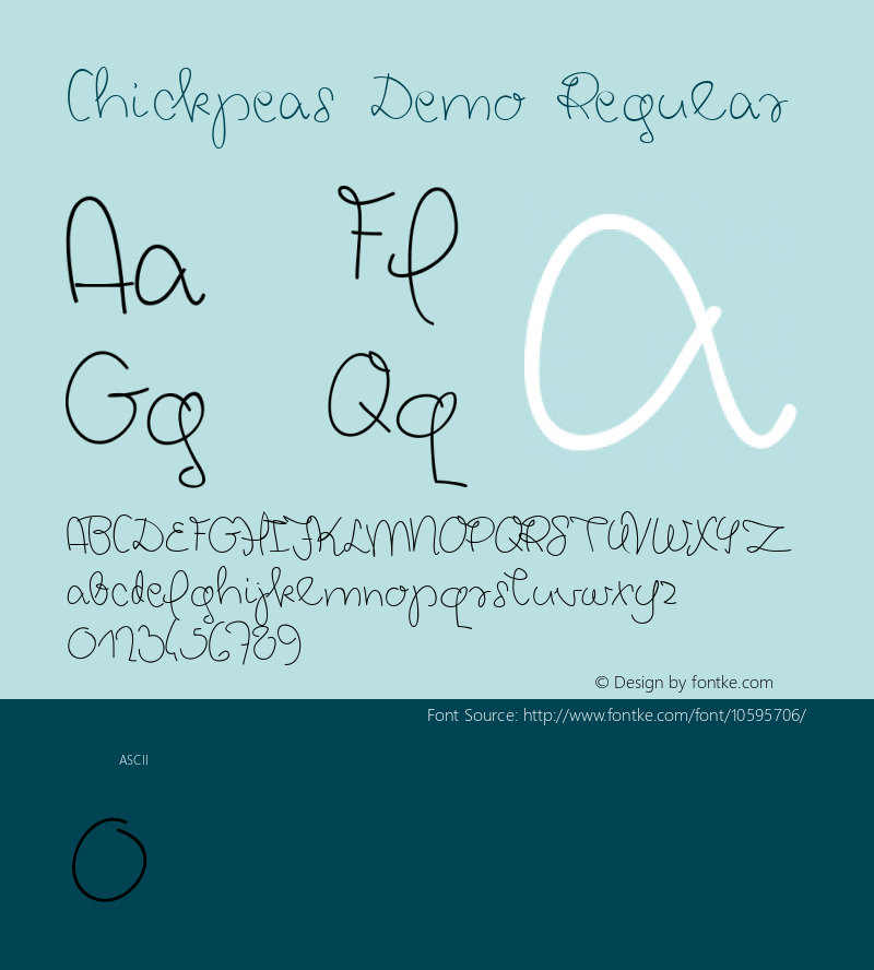 Chickpeas Demo Regular Version 1.000 2014 initial release Font Sample