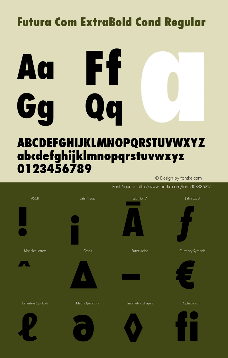 Futura Com ExtraBold Cond Regular Version 1.21 Font Sample