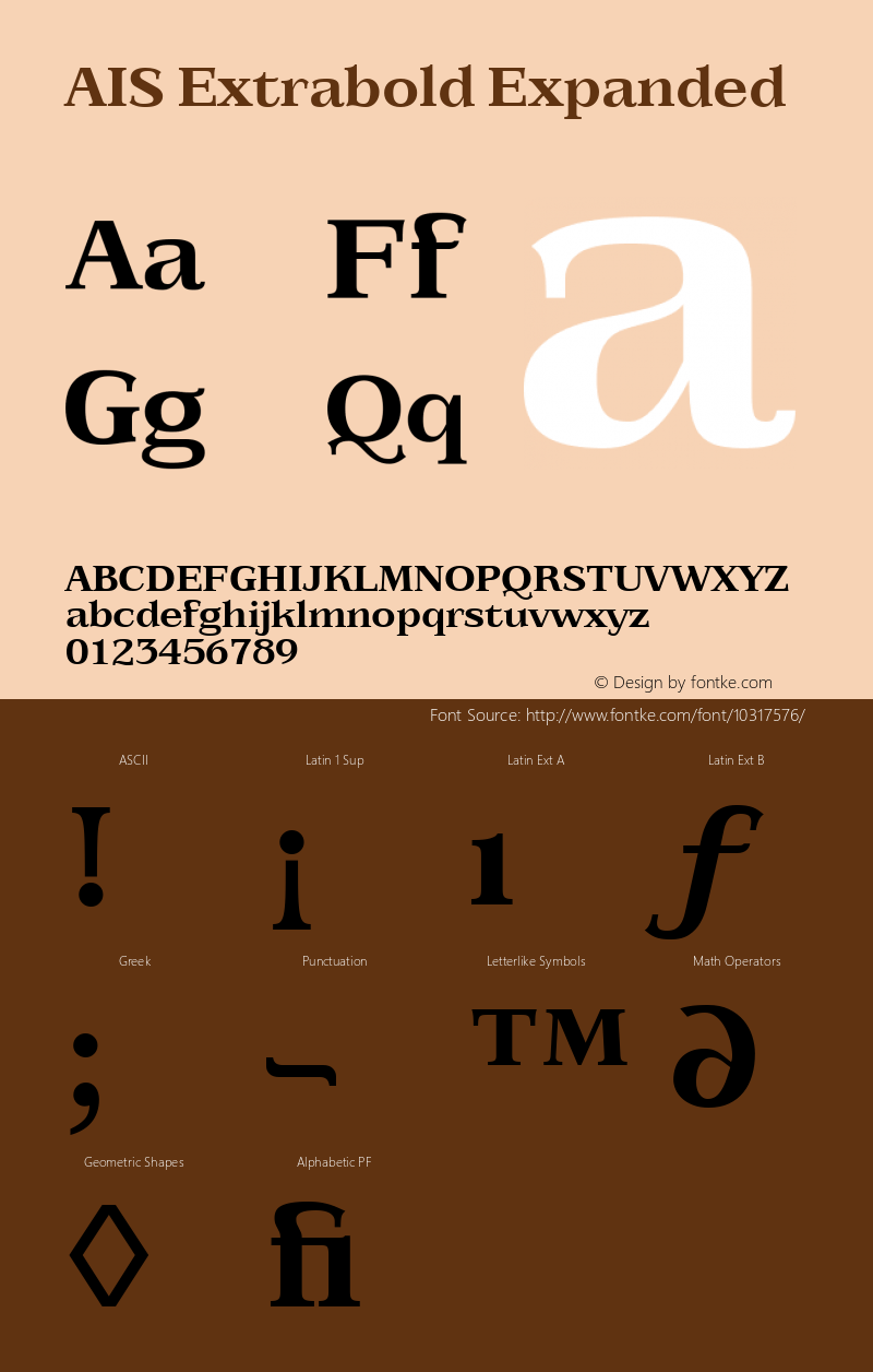 AIS Extrabold Expanded Version 001.000 Font Sample