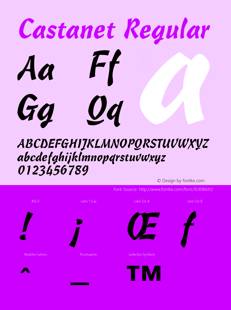 Castanet Regular v1.0c Font Sample