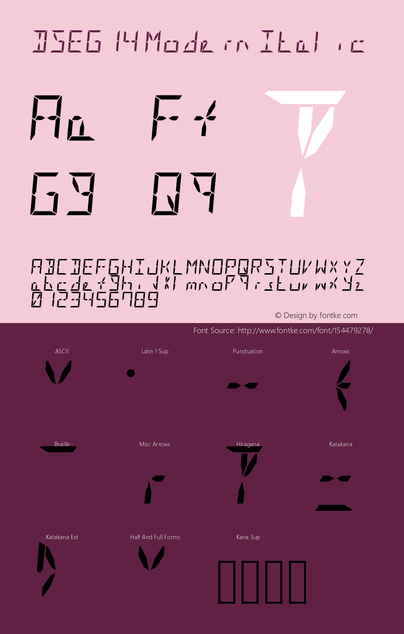 DSEG14 Modern-Italic Version 0.46 Font Sample