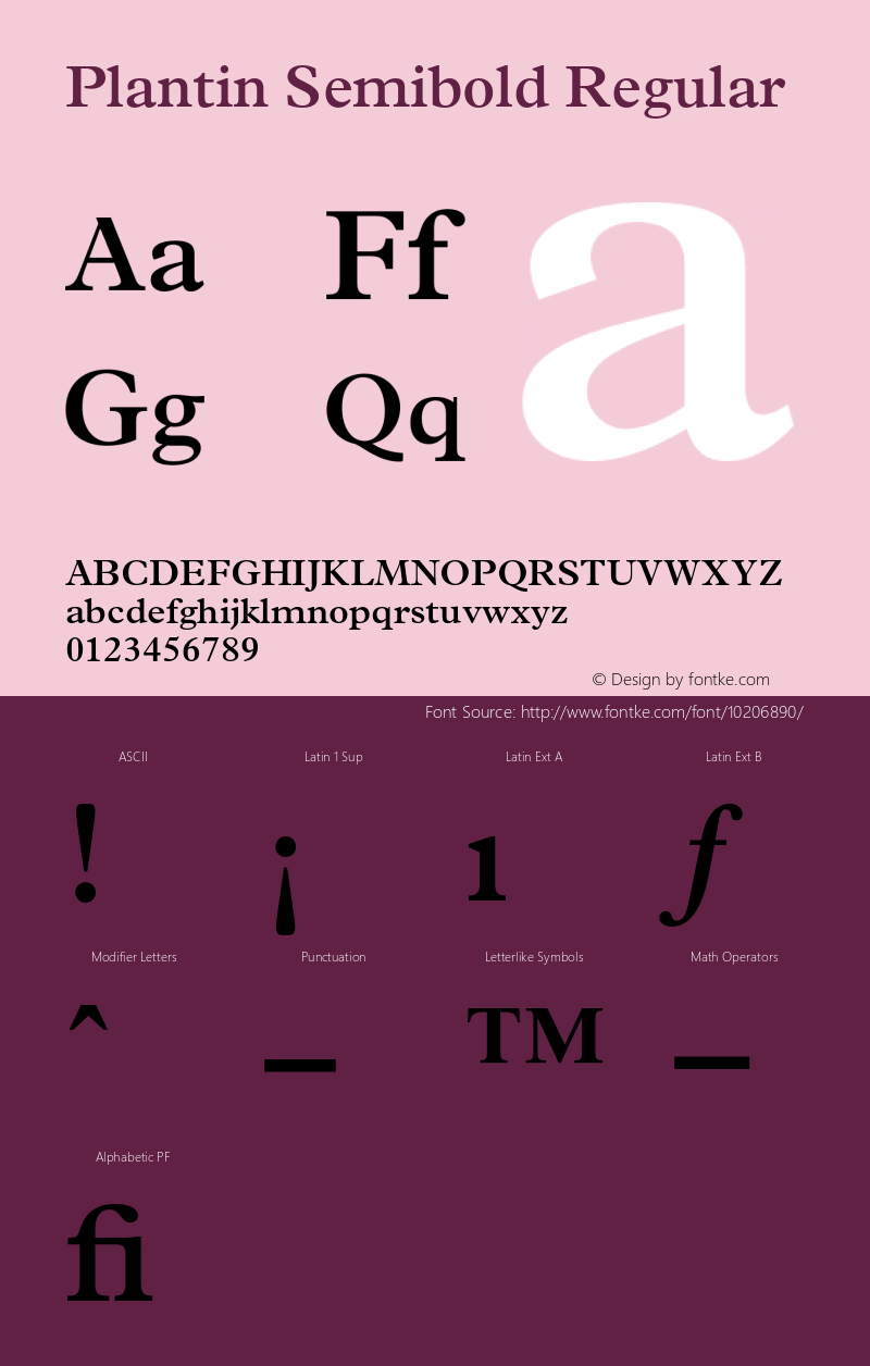 Plantin Semibold Regular 001.002 Font Sample