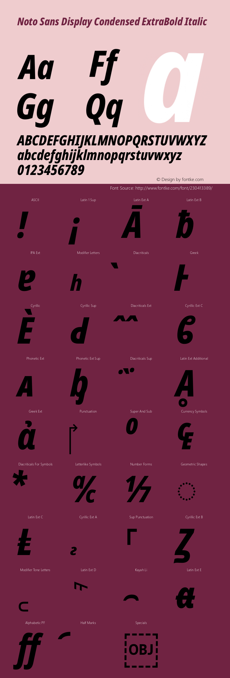 Noto Sans Display Condensed ExtraBold Italic Version 2.008图片样张