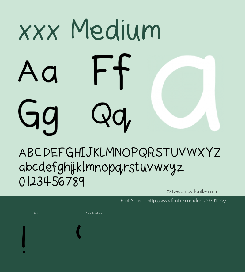 xxx Medium Version 001.000 Font Sample